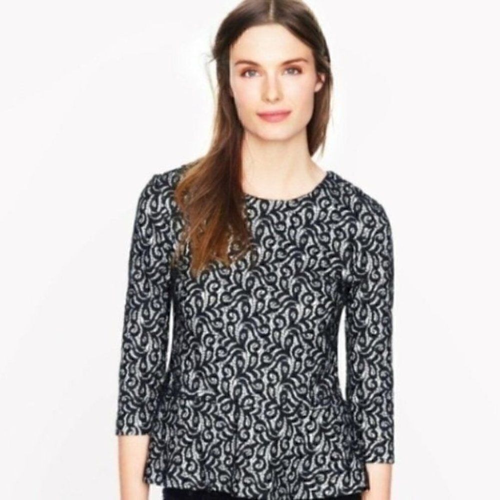 J.Crew Lace Peplum Top XS